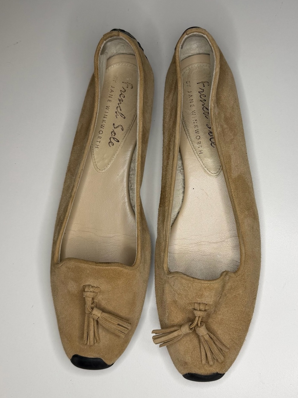 French Sole fs/ny Suede Driving Loafers - Tan, Size 39 (US 9)